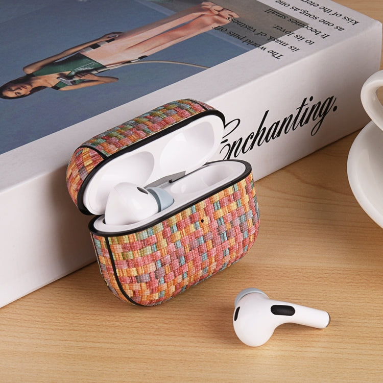 For AirPods Pro 2 PC Woven Leather Skin Earphone Case(Gray) - For AirPods Pro 2 by PMC Jewellery | Online Shopping South Africa | PMC Jewellery | Buy Now Pay Later Mobicred