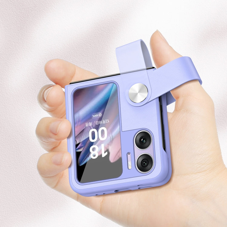 For OPPO Find N2 Flip Hand Strap Type Leather Phone Case(Purple) - Find N2 Flip Cases by PMC TechLife | Online Shopping South Africa | PMC TechLife