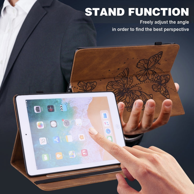 For Lenovo Tab M9 Embossed Butterfly Pattern Leather Tablet Case(Brown) - Lenovo by PMC TechLife | Online Shopping South Africa | PMC TechLife | Buy Now Pay Later Mobicred