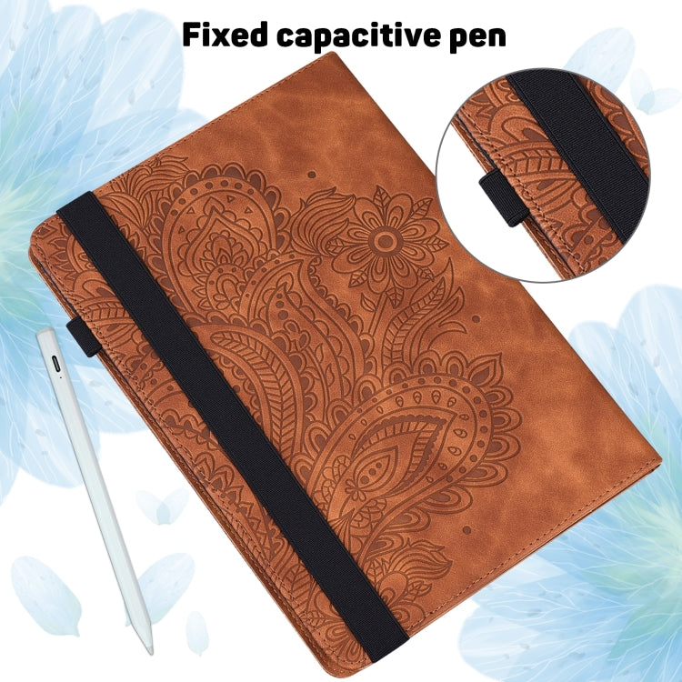 For Huawei MatePad SE 10.4 2022 Peacock Embossed Pattern Leather Tablet Case(Brown) - Huawei by PMC TechLife | Online Shopping South Africa | PMC TechLife | Buy Now Pay Later Mobicred