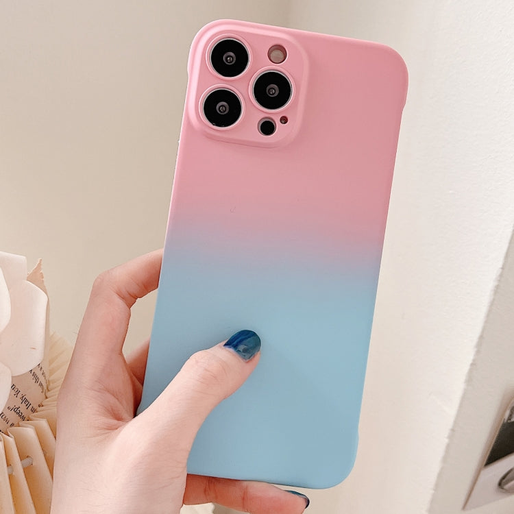 For iPhone XS / X Frameless Skin Feel Gradient Phone Case(Pink + Light Blue) - More iPhone Cases by PMC Jewellery | Online Shopping South Africa | PMC Jewellery | Buy Now Pay Later Mobicred