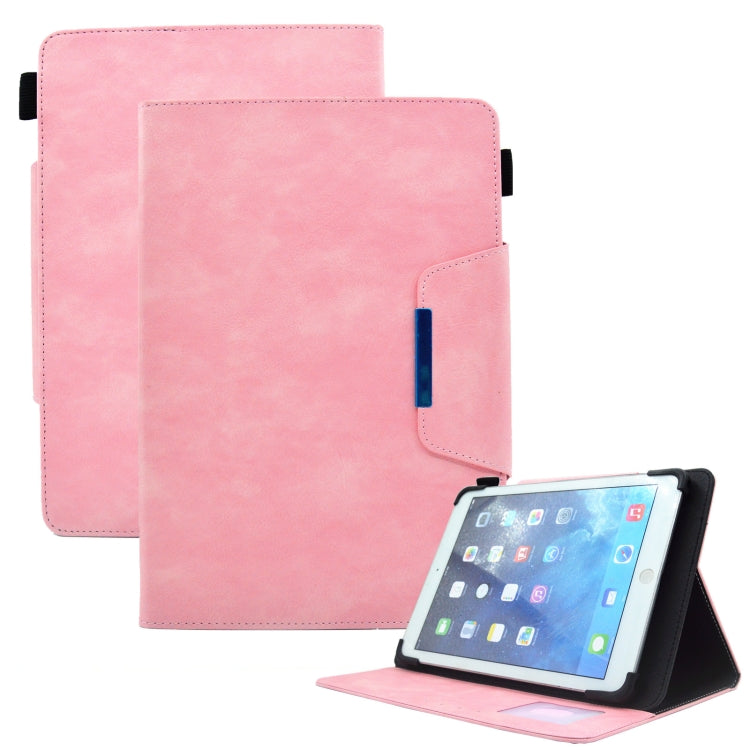 For 10 inch Suede Cross Texture Magnetic Clasp Leather Tablet Case(Pink) - 10 - 11 inch by PMC TechLife | Online Shopping South Africa | PMC TechLife | Buy Now Pay Later Mobicred