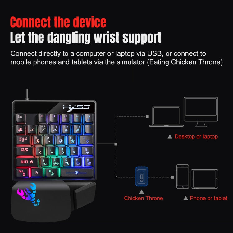 HXSJ V400 35 Keys One-Hand RGB Backlit Wired Gaming Keyboard - Wired Keyboard by HXSJ | Online Shopping South Africa | PMC Jewellery