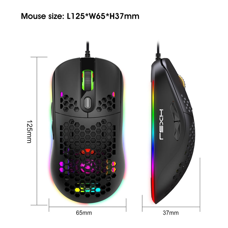 HXSJ X600 6 Keys RGB Luminous Macro Programming Wired Gaming Mouse(Black) - Wired Mice by HXSJ | Online Shopping South Africa | PMC Jewellery | Buy Now Pay Later Mobicred