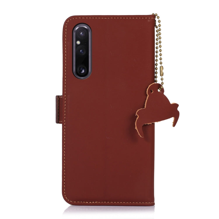 For Sony Xperia 1 V Genuine Leather Magnetic RFID Leather Phone Case(Coffee) - Sony Cases by PMC TechLife | Online Shopping South Africa | PMC TechLife | Buy Now Pay Later Mobicred