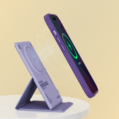 ROCK RWC-0886 W50 Leather Magnetic Wireless Charger Stand(Purple) - Wireless Charger by ROCK | Online Shopping South Africa | PMC Jewellery | Buy Now Pay Later Mobicred