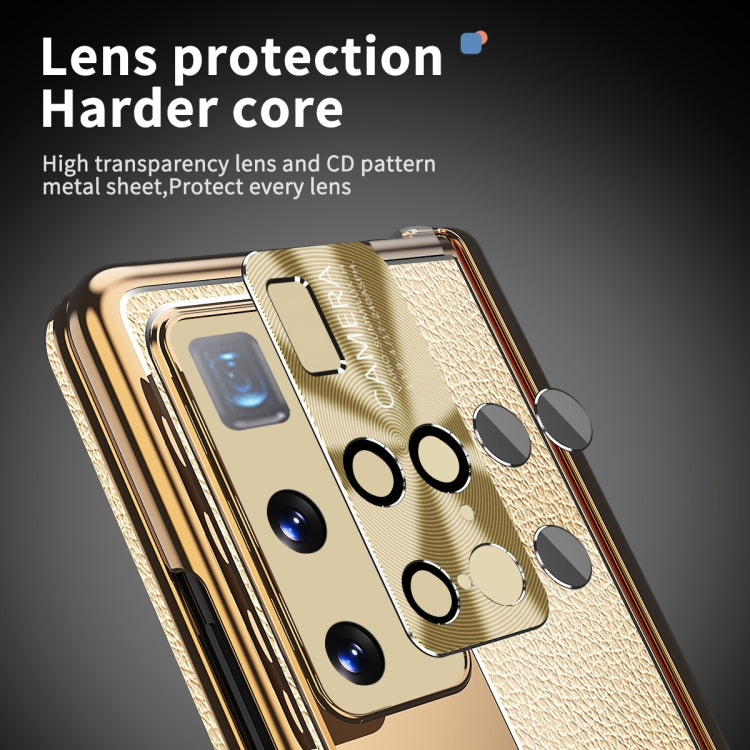 For Huawei Mate X2 Litchi Pattern Magnetic Shell Film Integrated Shockproof Phone Case(Gold) - Huawei Cases by PMC TechLife | Online Shopping South Africa | PMC TechLife | Buy Now Pay Later Mobicred