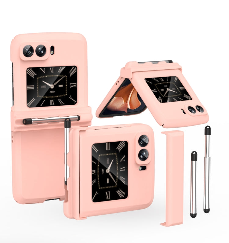 For Motorola Razr 2022 Macaron Three-piece Set Phone Case with Stylus(Pink) - Motorola Cases by PMC TechLife | Online Shopping South Africa | PMC TechLife | Buy Now Pay Later Mobicred
