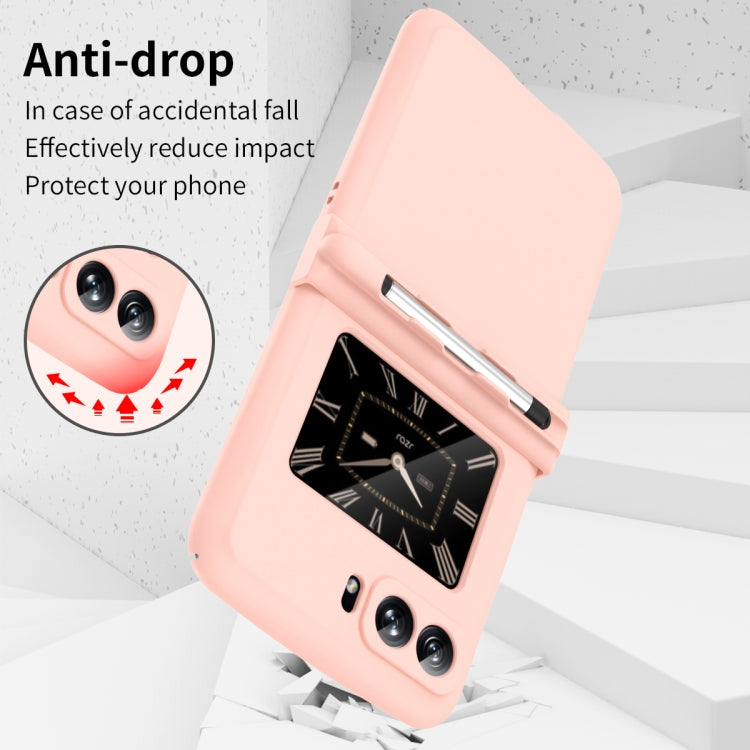 For Motorola Razr 2022 Macaron Three-piece Set Phone Case with Stylus(Pink) - Motorola Cases by PMC TechLife | Online Shopping South Africa | PMC TechLife | Buy Now Pay Later Mobicred