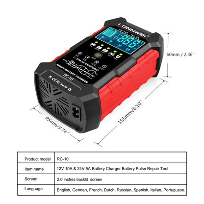 KONNWEI RC-10 2 inch Car Battery Charger Battery Pulse Repair Tool, Plug Type:US Plug - Battery Charger by KONNWEI | Online Shopping South Africa | PMC Jewellery | Buy Now Pay Later Mobicred