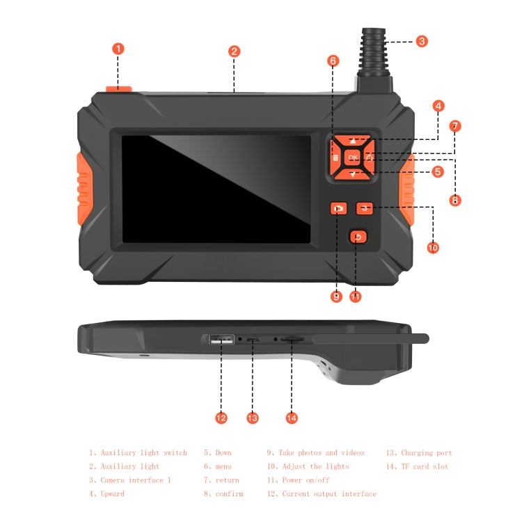 P130 8mm 4.3 inch Dual Camera with Screen Endoscope, Length:5m - free shipping - PMC TechLife - Order now!