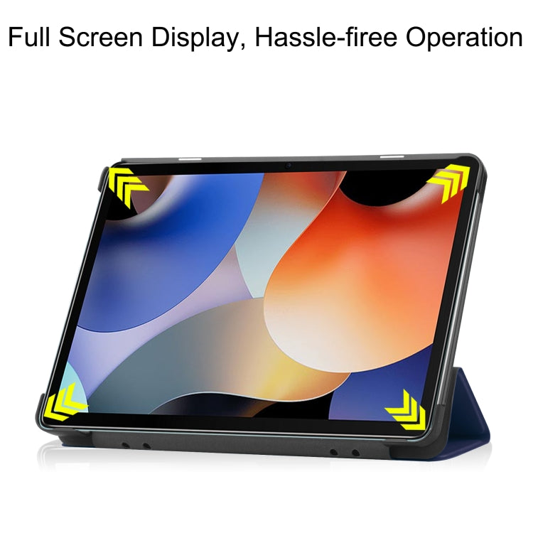 For Blackview Oscal Pad 10 Custer Pure Color 3-Fold Holder Smart Leather Tablet Case(Dark Blue) - Others by PMC TechLife | Online Shopping South Africa | PMC TechLife | Buy Now Pay Later Mobicred