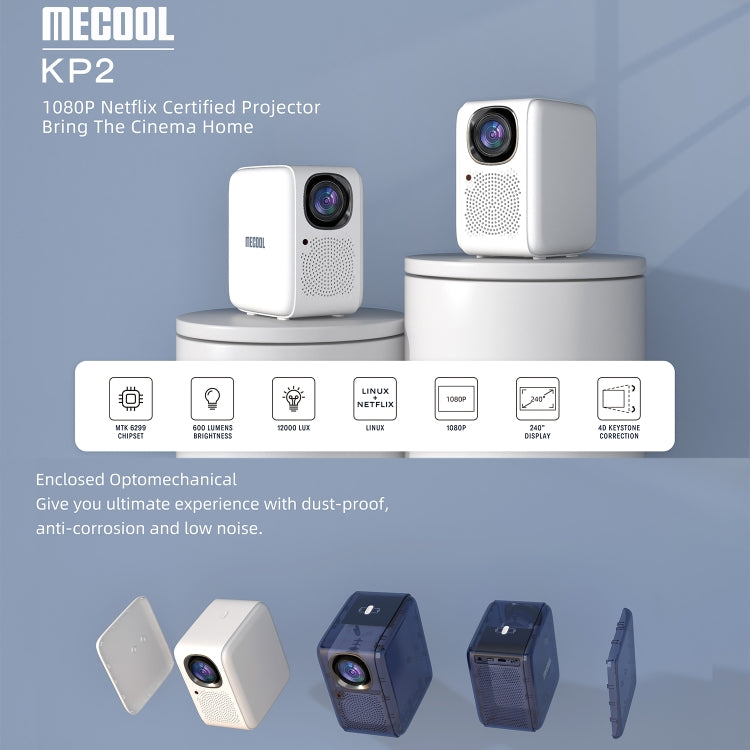 MECOOL KP2 1920x1080P 600ANSI Lumens Portable Mini LED Smart Projector(EU Plug) - Mini Projector by MECOOL | Online Shopping South Africa | PMC Jewellery | Buy Now Pay Later Mobicred