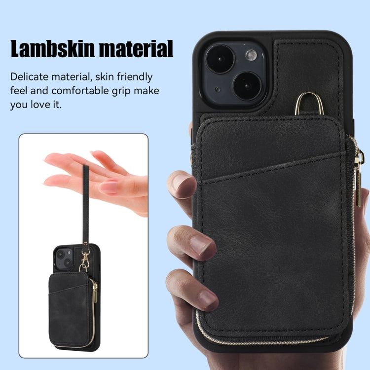 For iPhone 14 Zipper Card Bag Back Cover Phone Case(Black) - iPhone 14 Cases by PMC TechLife | Online Shopping South Africa | PMC TechLife