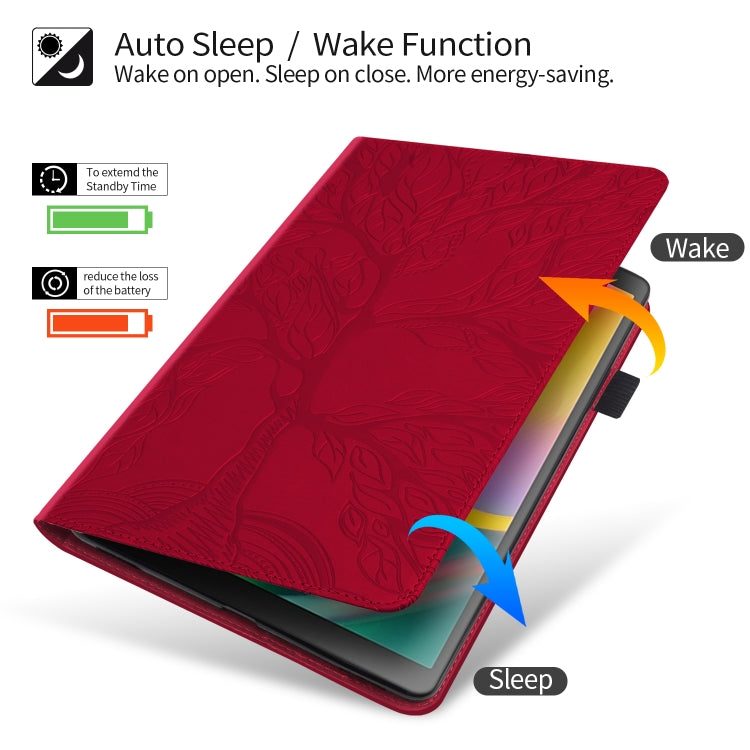 For Huawei Matepad SE 10.4 2022 Life Tree Embossed Flip Leather Tablet Case(Red) - Huawei by PMC TechLife | Online Shopping South Africa | PMC TechLife | Buy Now Pay Later Mobicred