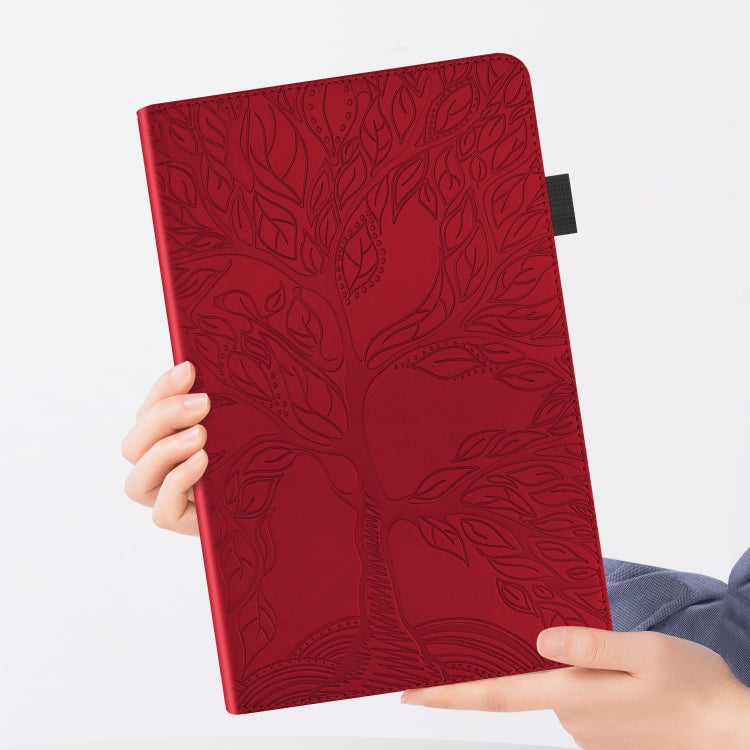 For Huawei Matepad SE 10.4 2022 Life Tree Embossed Flip Leather Tablet Case(Red) - Huawei by PMC TechLife | Online Shopping South Africa | PMC TechLife | Buy Now Pay Later Mobicred