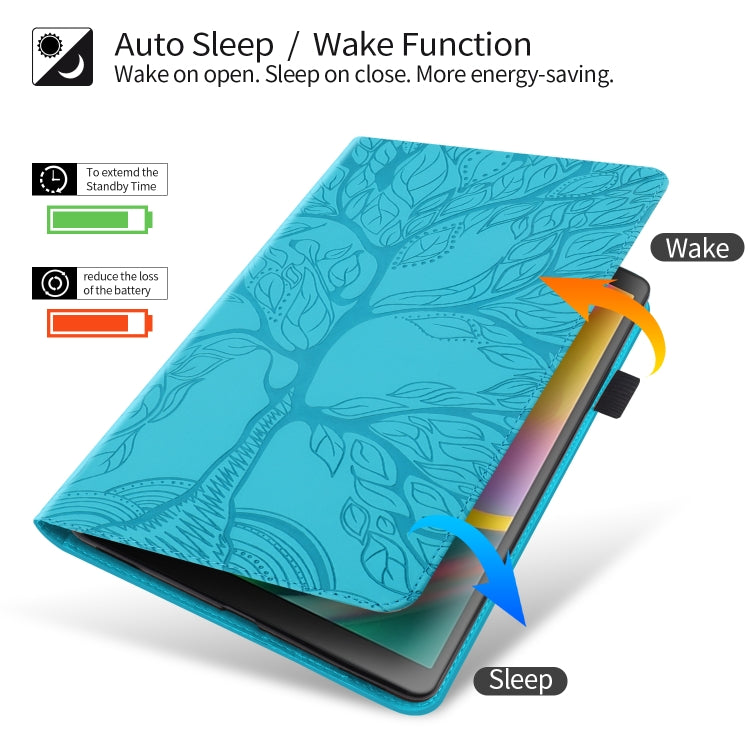 For Huawei Matepad SE 10.4 2022 Life Tree Embossed Flip Leather Tablet Case(Lake Blue) - free shipping - PMC TechLife - Order now!