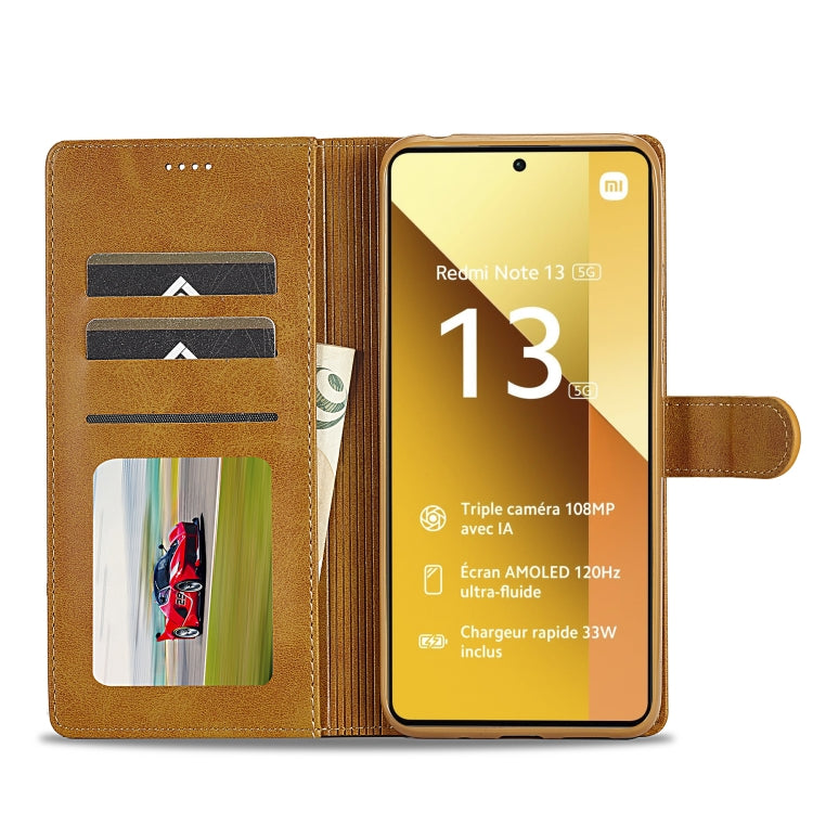 For Xiaomi Redmi Note 13 5G LC.IMEEKE Calf Texture Leather Phone Case(Brown) - Note 13 Cases by LC.IMEEKE | Online Shopping South Africa | PMC TechLife | Buy Now Pay Later Mobicred