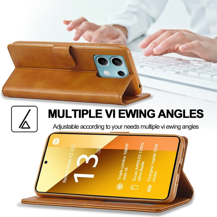 For Xiaomi Redmi Note 13 5G LC.IMEEKE Calf Texture Leather Phone Case(Brown) - Note 13 Cases by LC.IMEEKE | Online Shopping South Africa | PMC TechLife | Buy Now Pay Later Mobicred