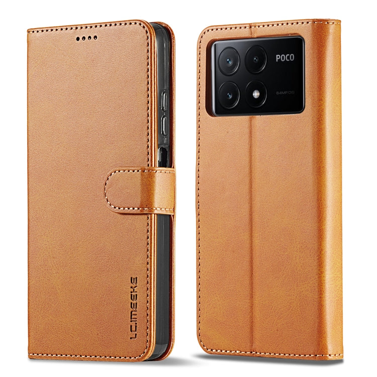 For Xiaomi Poco X6 Pro LC.IMEEKE Calf Texture Leather Phone Case(Brown) - Xiaomi Cases by LC.IMEEKE | Online Shopping South Africa | PMC TechLife | Buy Now Pay Later Mobicred
