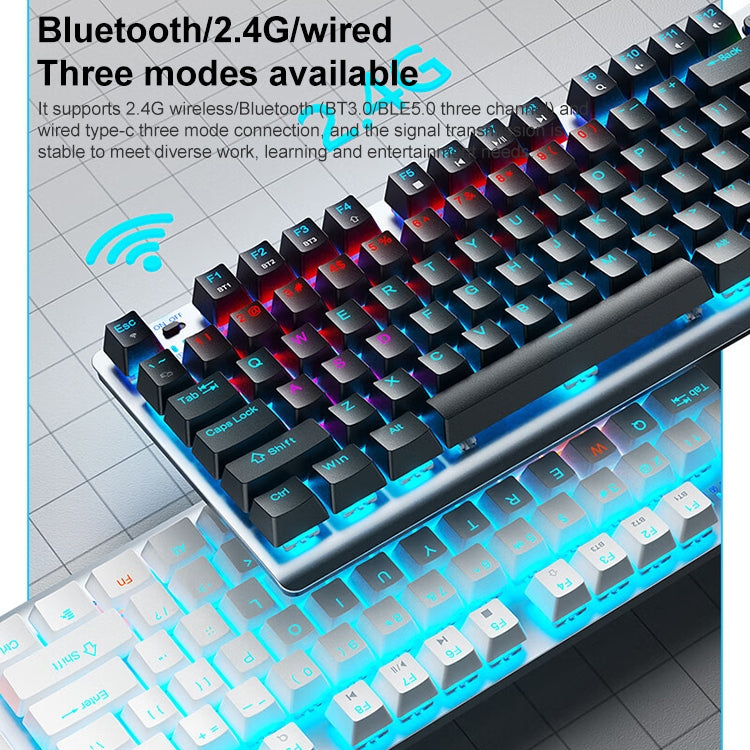 AULA F3001 Backlit 87 Keys Wired/Wireless/Bluetooth Three Model Mechanical Gaming Keyboard(Silver White Red Shaft) - Wireless Keyboard by AULA | Online Shopping South Africa | PMC Jewellery | Buy Now Pay Later Mobicred