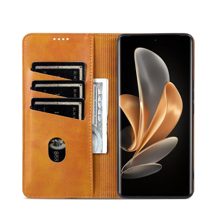 For Honor Magic6 AZNS Magnetic Calf Texture Flip Leather Phone Case(Light Brown) - Honor Cases by AZNS | Online Shopping South Africa | PMC Jewellery | Buy Now Pay Later Mobicred