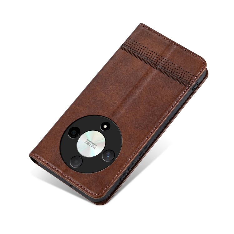 For Honor Magic6 Lite 5G/X9b AZNS Magnetic Calf Texture Flip Leather Phone Case(Dark Brown) - Honor Cases by AZNS | Online Shopping South Africa | PMC Jewellery | Buy Now Pay Later Mobicred