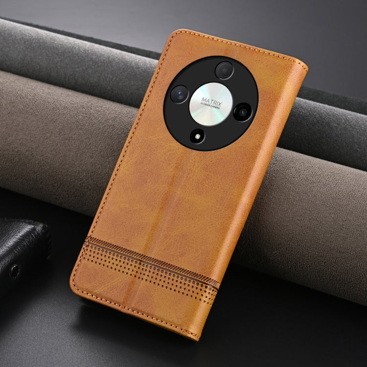 For Honor Magic6 Lite 5G/X9b AZNS Magnetic Calf Texture Flip Leather Phone Case(Light Brown) - Honor Cases by AZNS | Online Shopping South Africa | PMC Jewellery | Buy Now Pay Later Mobicred