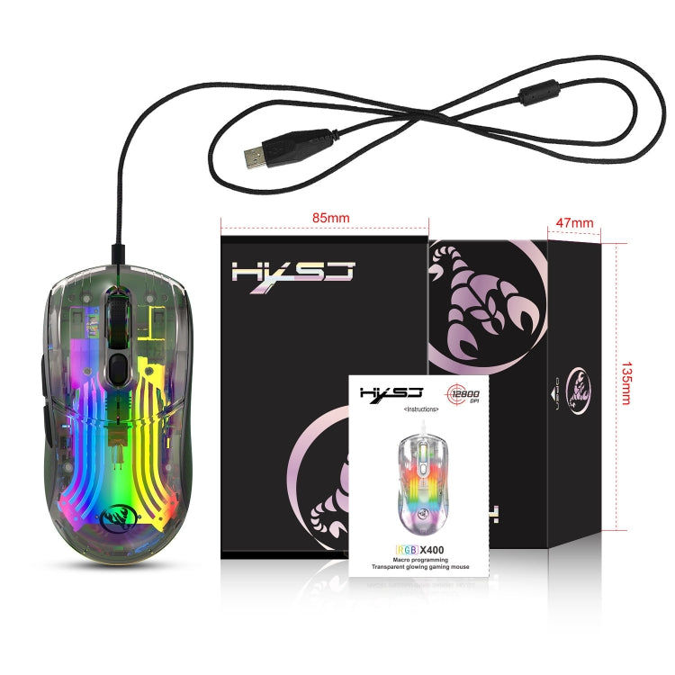 X400 7 Keys Transparent RGB Wired Gaming Mouse (Black) - Wired Mice by PMC Jewellery | Online Shopping South Africa | PMC Jewellery | Buy Now Pay Later Mobicred