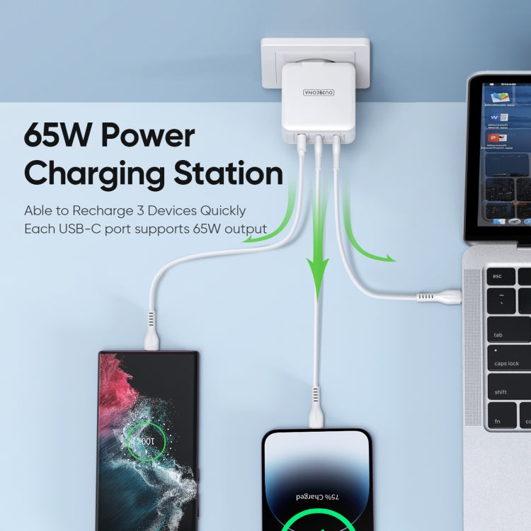 DUZZONA T9 65W Dual USB-C / Type-C+USB GaN Fast Charger, Specification:EU Plug - free shipping - PMC TechLife - Order now!