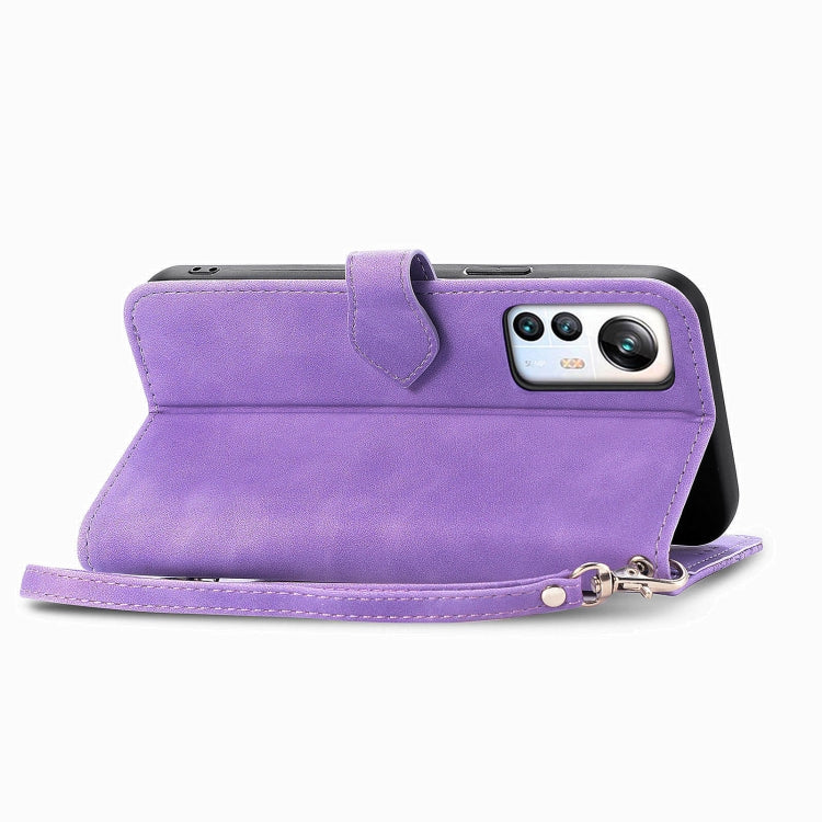 For Blackview A85 Embossed Flower Zipper Leather Phone Case(Purple) - More Brand by PMC Jewellery | Online Shopping South Africa | PMC Jewellery | Buy Now Pay Later Mobicred
