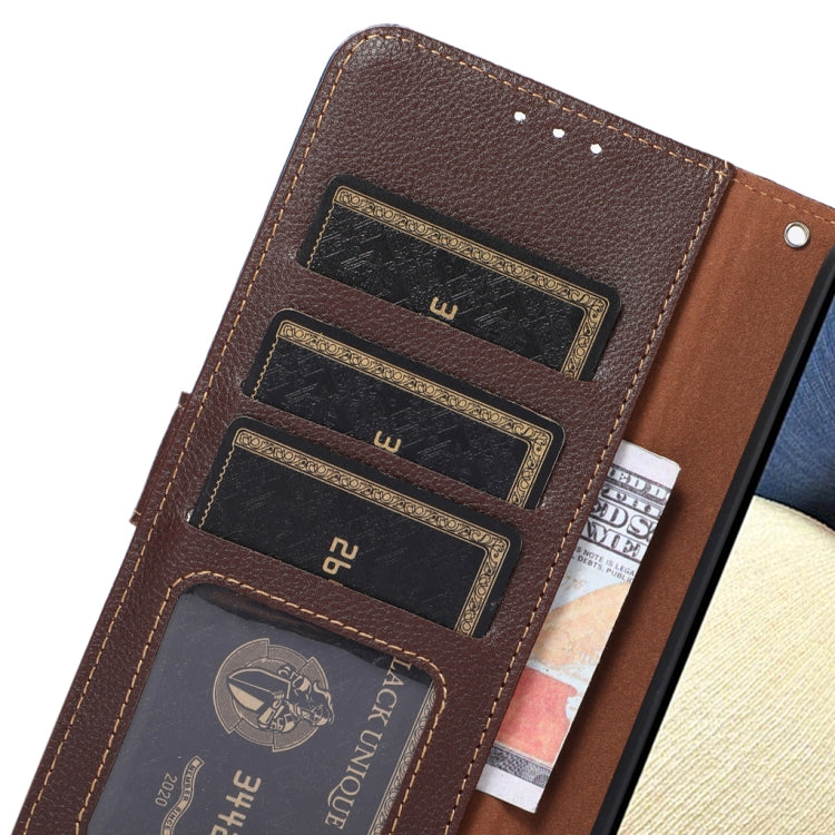 For Motorola Moto G34 KHAZNEH Litchi Texture Leather RFID Phone Case(Brown) - Motorola Cases by PMC TechLife | Online Shopping South Africa | PMC TechLife | Buy Now Pay Later Mobicred