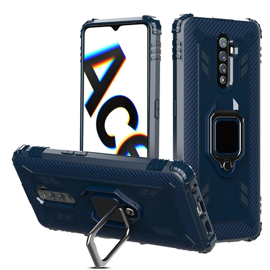 For OPPO Realme X2 Pro / Reno Ace Carbon Fiber Protective Case with 360 Degree Rotating Ring Holder(Blue) - Realme Cases by PMC Jewellery | Online Shopping South Africa | PMC Jewellery