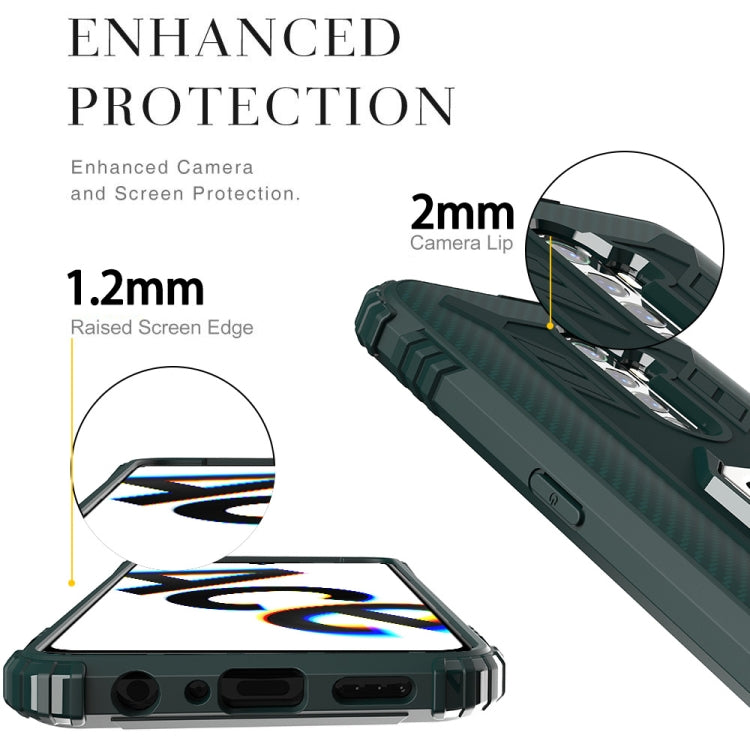 For OPPO Realme X2 Pro / Reno Ace Carbon Fiber Protective Case with 360 Degree Rotating Ring Holder(Green) - Realme Cases by PMC Jewellery | Online Shopping South Africa | PMC Jewellery
