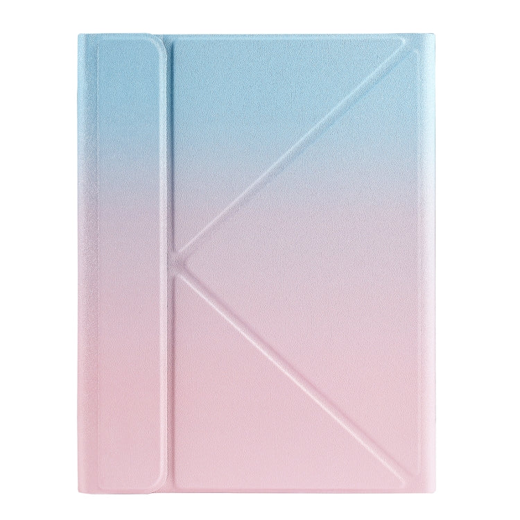 For iPad 2025 / 2022 B10S Triangle Holder Three-color Backlight Bluetooth Keyboard Leather Case(Blue Pink) - Universal by PMC TechLife | Online Shopping South Africa | PMC TechLife | Buy Now Pay Later Mobicred