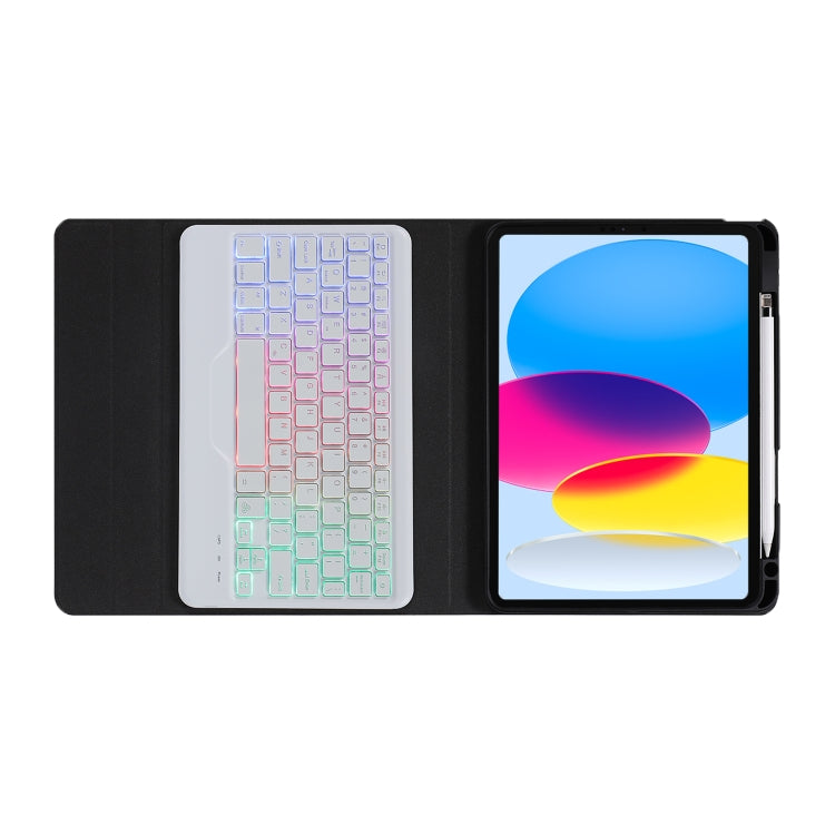 For iPad 2025 / 2022 B10S Triangle Holder Three-color Backlight Bluetooth Keyboard Leather Case(Blue Pink) - Universal by PMC TechLife | Online Shopping South Africa | PMC TechLife | Buy Now Pay Later Mobicred