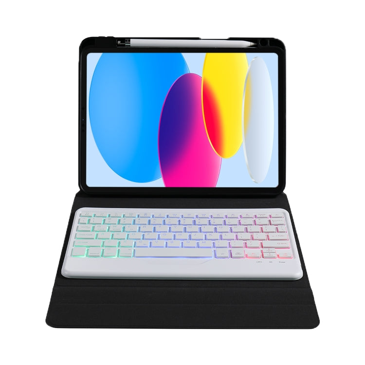 For iPad 2025 / 2022 B10S Triangle Holder Three-color Backlight Bluetooth Keyboard Leather Case(Dark Green) - Universal by PMC TechLife | Online Shopping South Africa | PMC TechLife | Buy Now Pay Later Mobicred