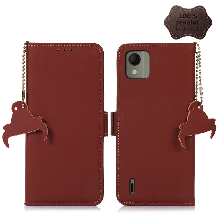For Nokia C110 Genuine Leather Magnetic RFID Leather Phone Case(Coffee) - Nokia Cases by PMC TechLife | Online Shopping South Africa | PMC TechLife | Buy Now Pay Later Mobicred