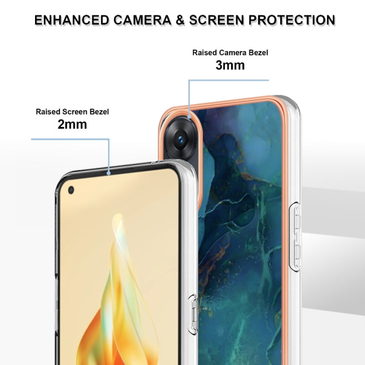 For OPPO Reno 8T 4G Electroplating Marble Dual-side IMD Phone Case(Green 017) - free shipping - PMC TechLife - Order now!