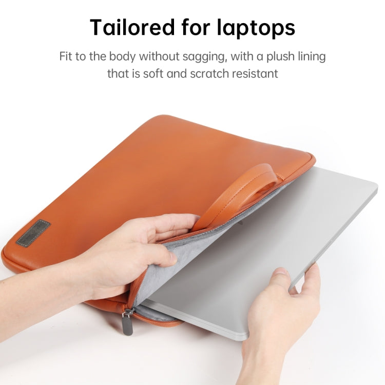Waterproof PU Laptop Bag Inner Bag, Size:15 inch(Brown) - free shipping - PMC Jewellery - Order now!
