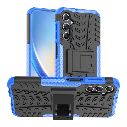 For Samsung Galaxy A24 4G Tire Texture TPU + PC Phone Case with Holder(Blue) - Galaxy Phone Cases by PMC Jewellery | Online Shopping South Africa | PMC Jewellery