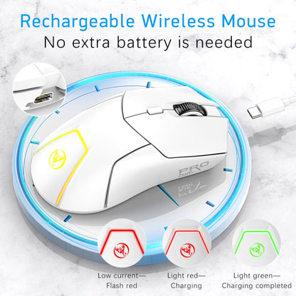 HXSJ T40 7 Keys 4000DPI Three-mode Colorful Backlight Wireless Gaming Mouse Rechargeable(White) - Wireless Mice by HXSJ | Online Shopping South Africa | PMC Jewellery | Buy Now Pay Later Mobicred