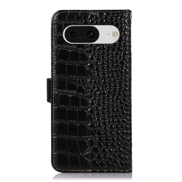 For Google Pixel 8 Crocodile Top Layer Cowhide Leather Phone Case(Black) - Google Cases by PMC TechLife | Online Shopping South Africa | PMC TechLife | Buy Now Pay Later Mobicred
