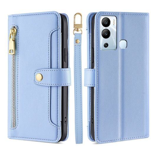 For Infinix Hot 12i Sheep Texture Cross-body Zipper Wallet Leather Phone Case(Blue) - Infinix Cases by PMC Jewellery | Online Shopping South Africa | PMC Jewellery | Buy Now Pay Later Mobicred