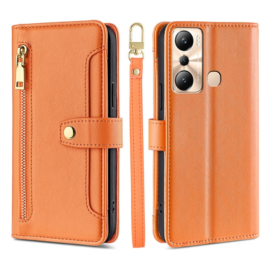 For Infinix Hot 20i Sheep Texture Cross-body Zipper Wallet Leather Phone Case(Orange) - Infinix Cases by PMC Jewellery | Online Shopping South Africa | PMC Jewellery | Buy Now Pay Later Mobicred