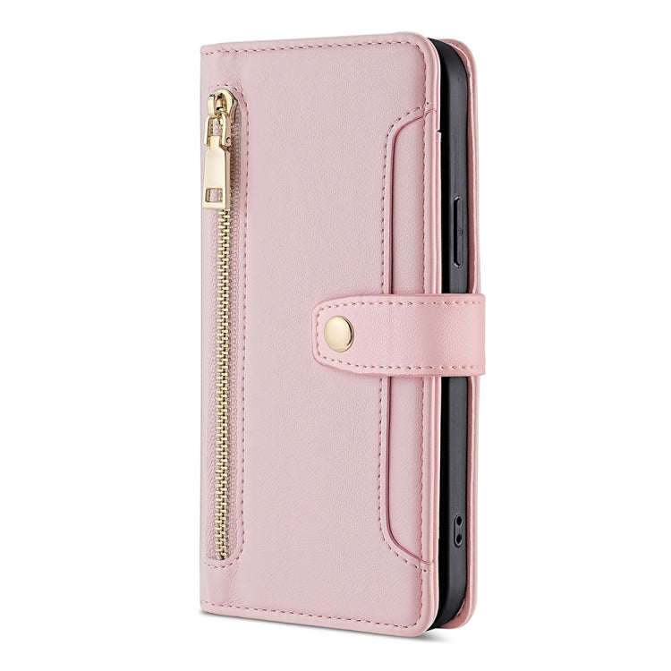 For Infinix Zero 20 Sheep Texture Cross-body Zipper Wallet Leather Phone Case(Pink) - Infinix Cases by PMC TechLife | Online Shopping South Africa | PMC TechLife | Buy Now Pay Later Mobicred