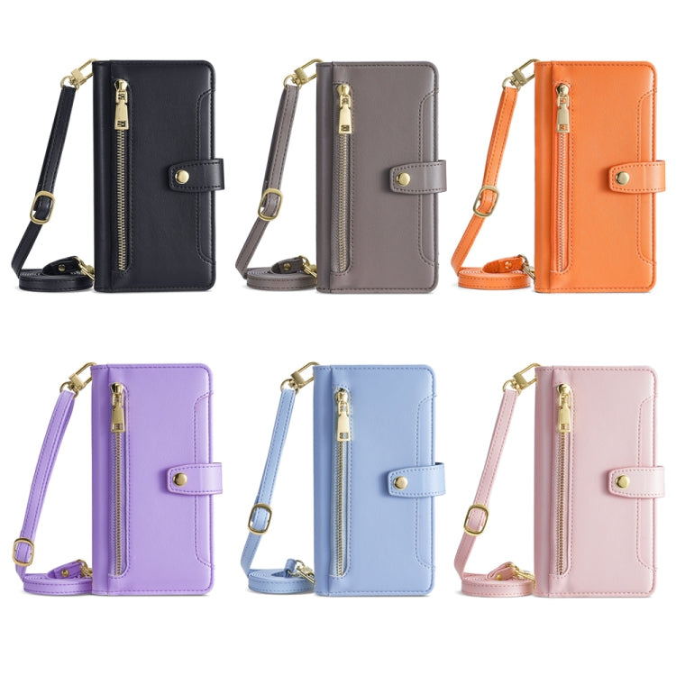 For Tecno Pova 4 Pro Sheep Texture Cross-body Zipper Wallet Leather Phone Case(Blue) - Tecno Cases by PMC TechLife | Online Shopping South Africa | PMC TechLife | Buy Now Pay Later Mobicred