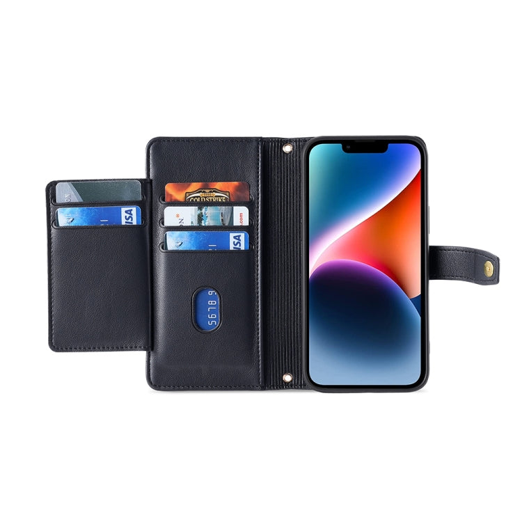 For OnePlus Ace 2V 5G Sheep Texture Cross-body Zipper Wallet Leather Phone Case(Black) - OnePlus Cases by PMC TechLife | Online Shopping South Africa | PMC TechLife | Buy Now Pay Later Mobicred