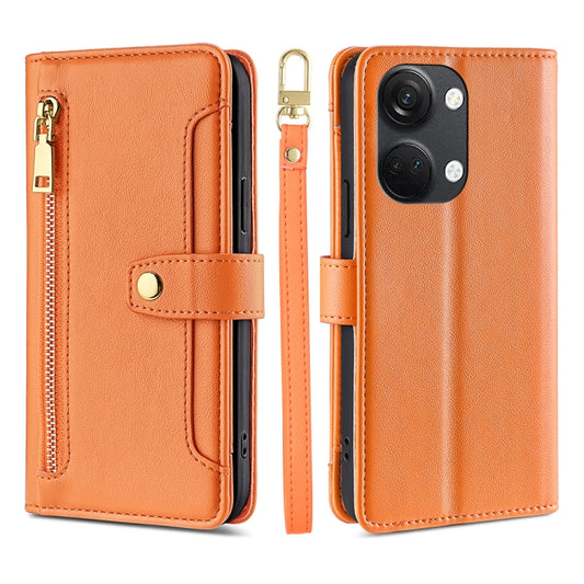 For OnePlus Ace 2V 5G Sheep Texture Cross-body Zipper Wallet Leather Phone Case(Orange) - OnePlus Cases by PMC Jewellery | Online Shopping South Africa | PMC Jewellery | Buy Now Pay Later Mobicred