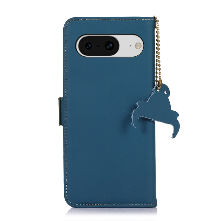 For Google Pixel 8 Genuine Leather Magnetic RFID Leather Phone Case(Blue) - Google Cases by PMC TechLife | Online Shopping South Africa | PMC TechLife | Buy Now Pay Later Mobicred